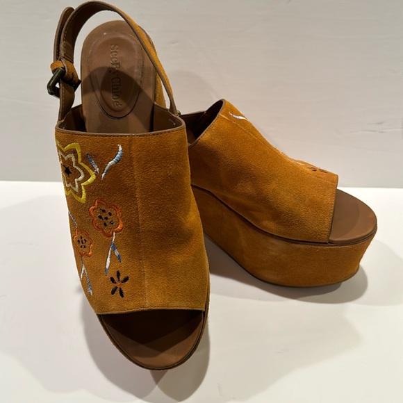 See By Chloé | Dakota Embroidered Suede Platform Size 10 - Picture 3 of 8